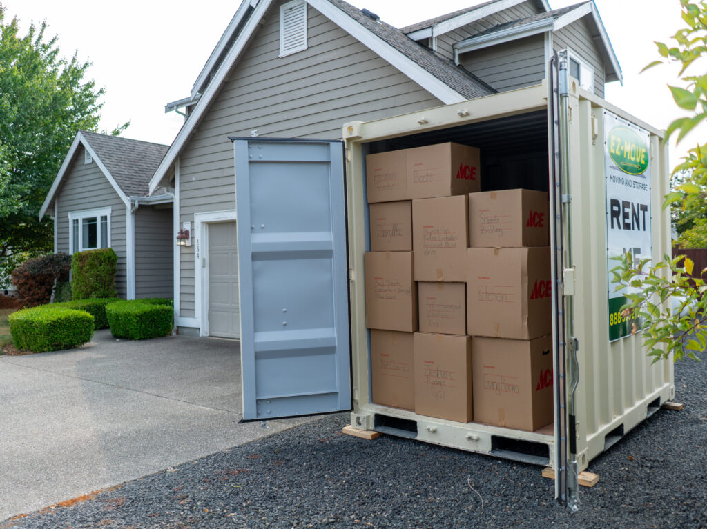 Boxes loaded into a 6ft EZ Move Moving Container